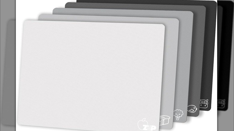 set of grey cutting board mats