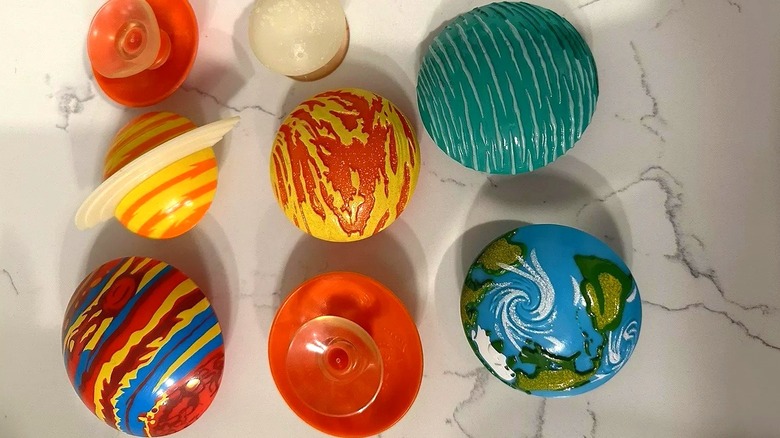 Chick-fil-A plant suction cup toys on tile counter