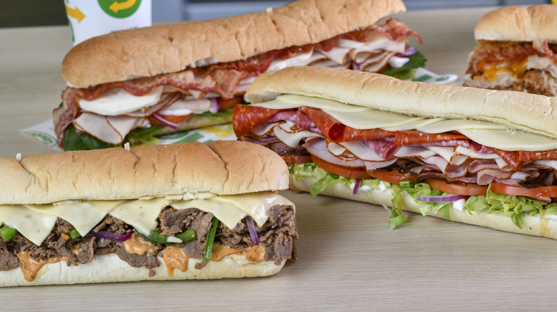 An array of Subway sandwiches