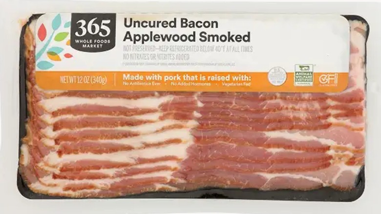 package of uncured bacon from whole foods