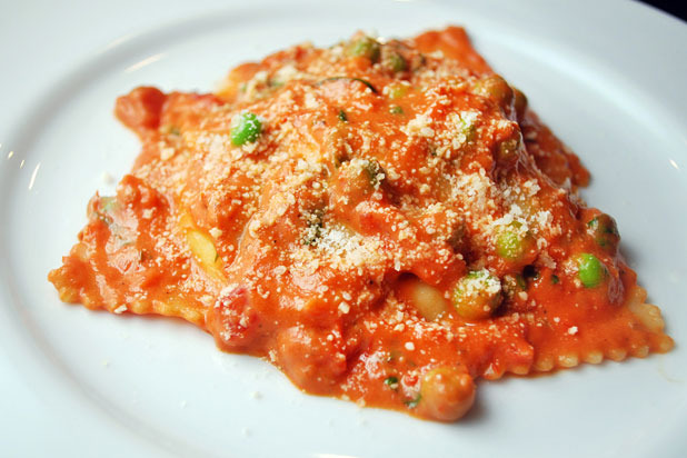 Ricotta and Pea Ravioli with Creamy Tomato Sauce