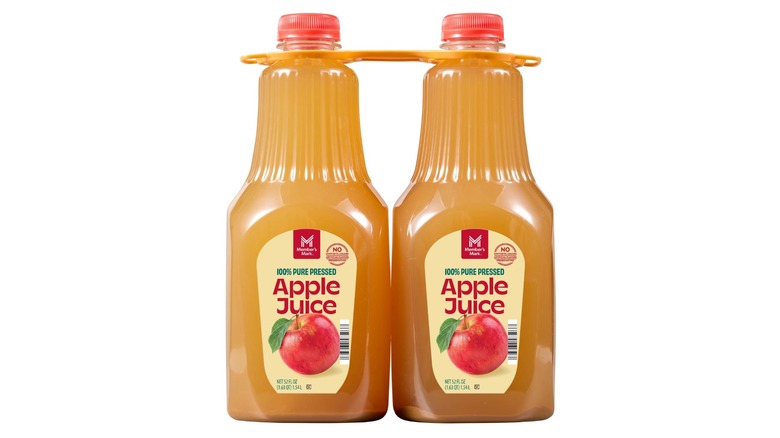 Two bottles of Member's Mark 100% Pure Pressed Apple Juice