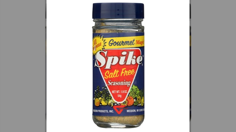 A bottle of Spike Salt-Free Seasoning on a white background