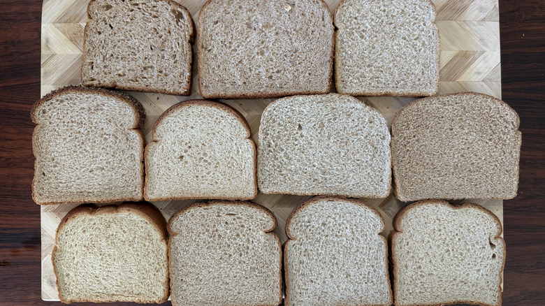 slices of whole wheat bread on a board