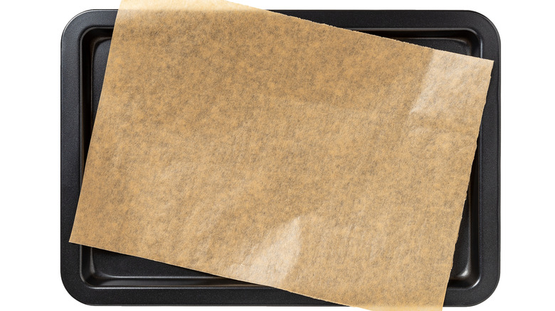 nonstick baking sheet pan with parchment paper