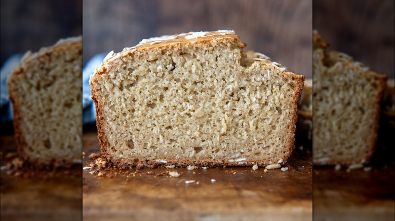 Sliced loaf of oat bread