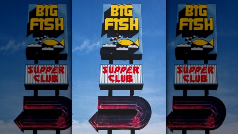A outdoor sign for Big Fish Supper Club in Minneapolis