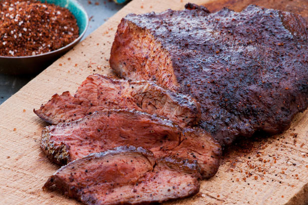 Cedar Grilled Flat Iron Steaks with Coffee Rub