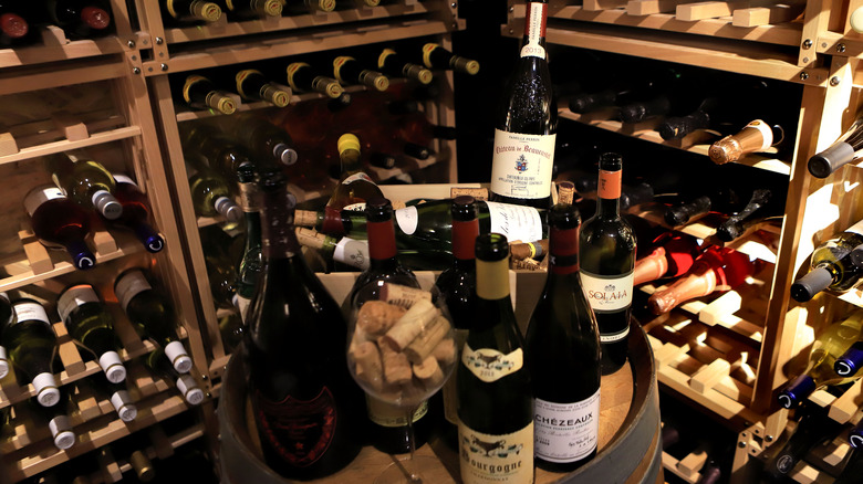 wine cellar with a selection of wines
