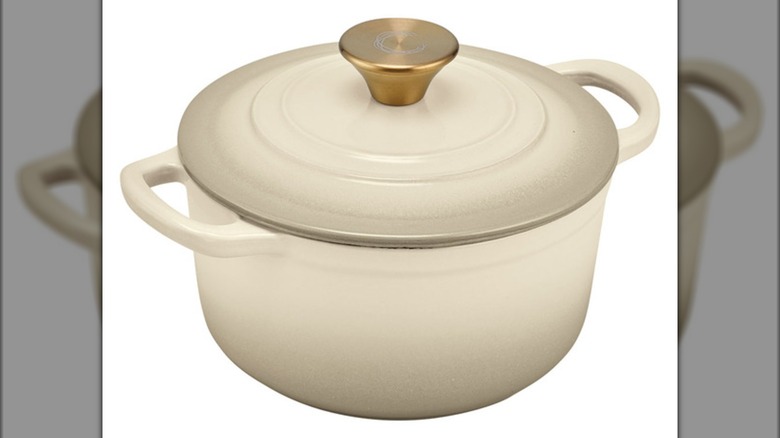 Crofton Cast Iron Dutch Oven with gold hardware