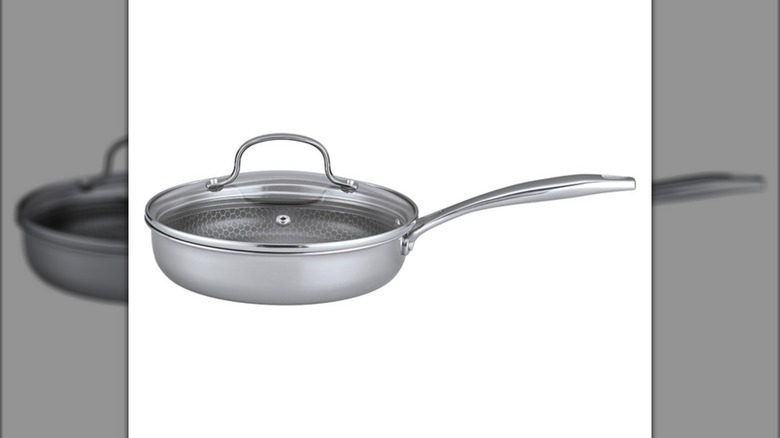 Crofton Stainless Steel Waffle Mini Sauté Pan 8 in. with a matching clear glass lid