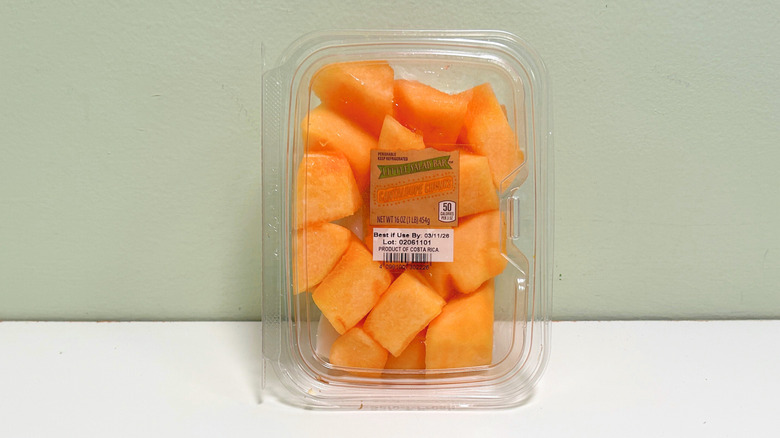 Close up of Aldi's Little Salad Bar Cantaloupe Chunks