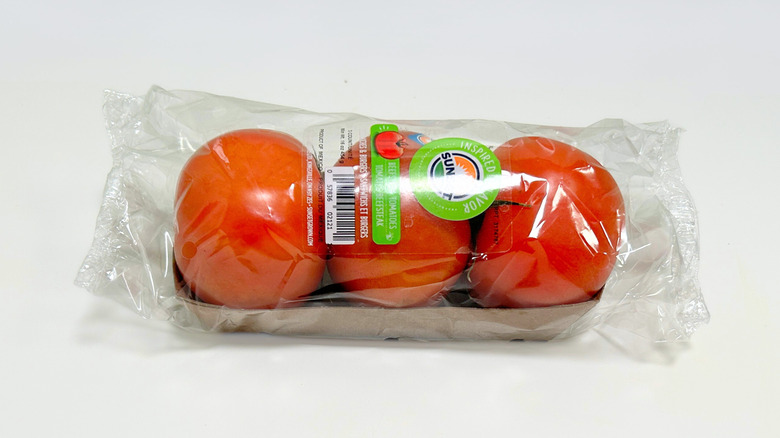 Close of up Aldi's Sunset Beefsteak Tomatoes