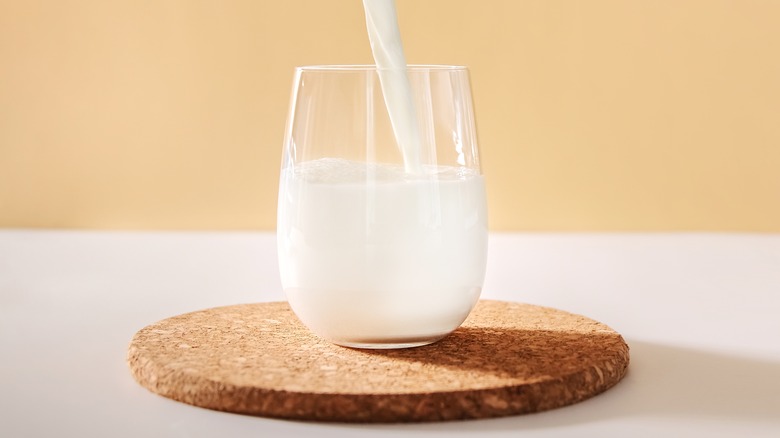 glass of milk on counter