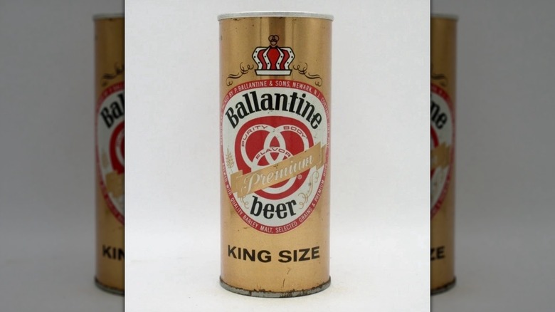 Ballantine can with a crown logo against a white background