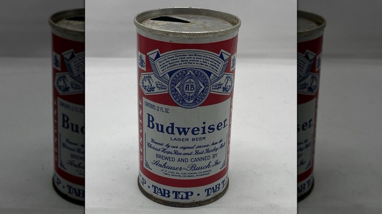 A can of Budweiser on a white background