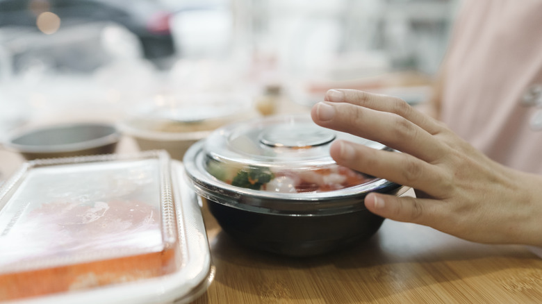 Leftover food in sealed containers