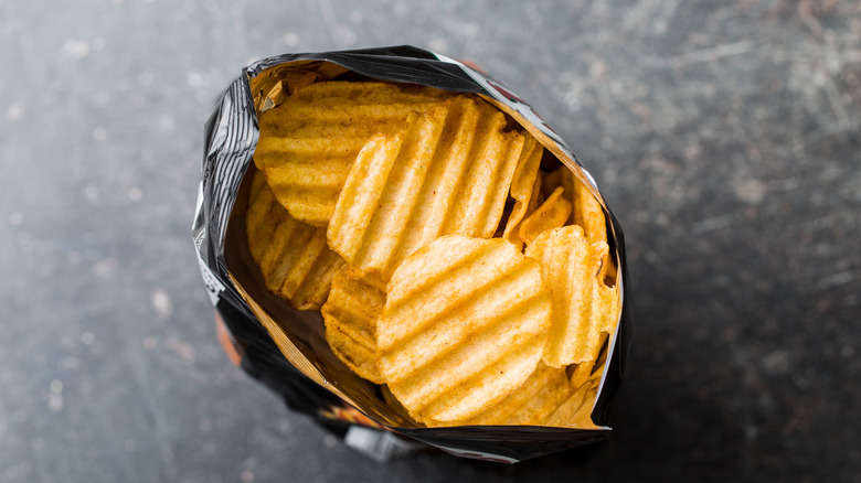 Chips inside a bag