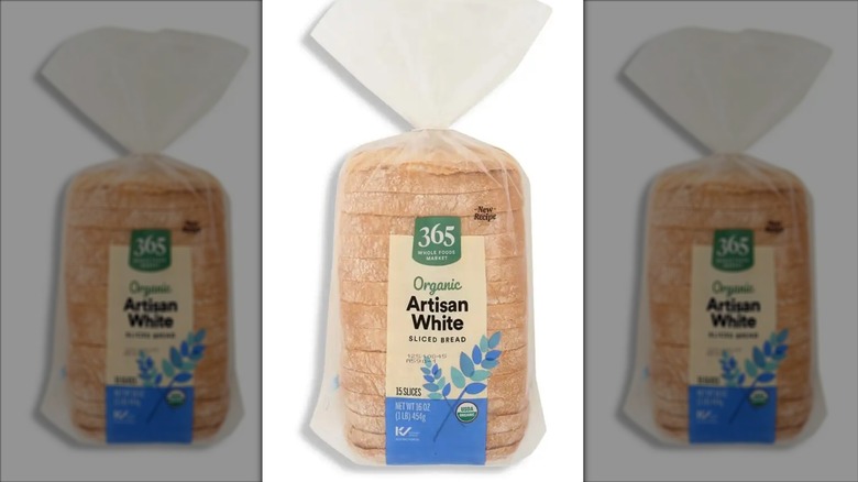 Packaged loaf of Whole Foods 365 brand organic white bread