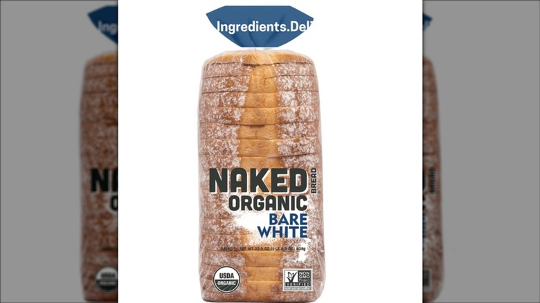 Packaged loaf of Naked organic bare white bread