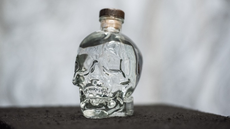 A bottle of Crystal Head Vodka