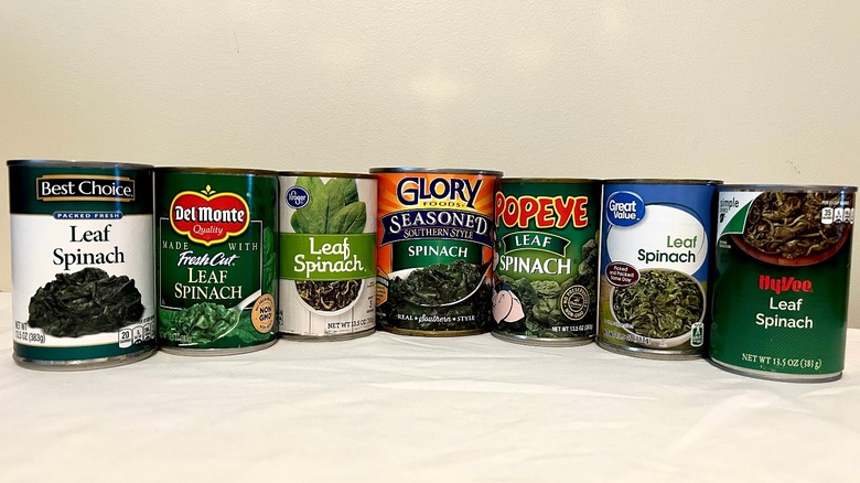 Assorted canned spinach