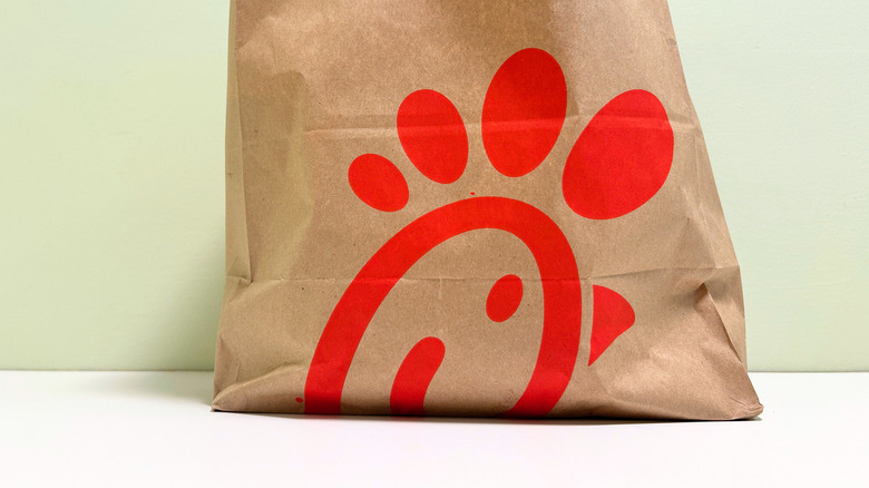 Close up of a full Chick-fil-A takeout bag