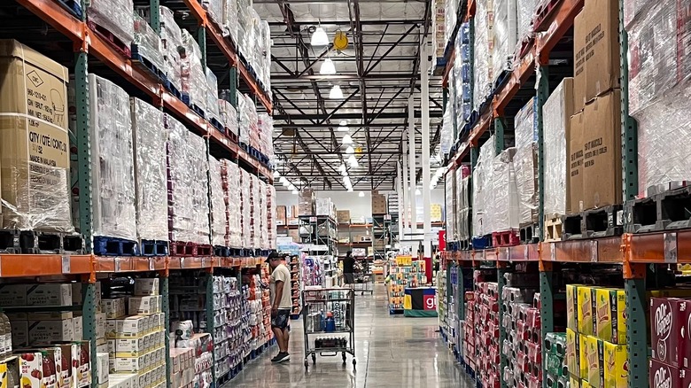 Shopper in an aisle at Costco