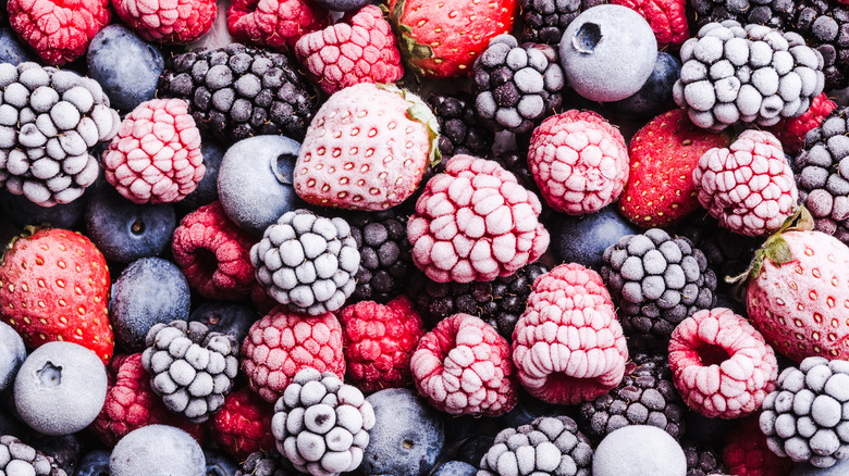 Frozen strawberries, blackberries, blueberries, and raspberries