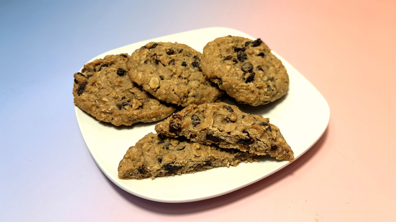 Kirkland Signature oatmeal raisin cookies on plate