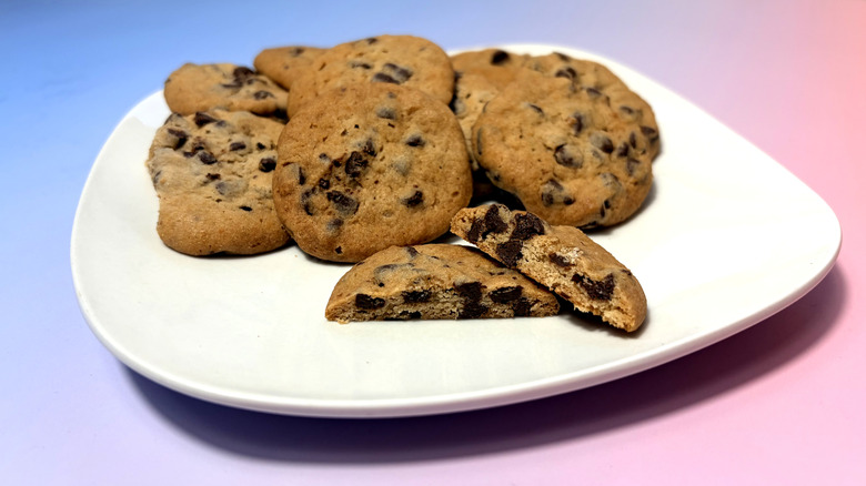 Plate of Kirkland Signature mini chocolate chip cookies