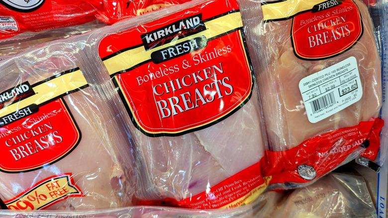Kirkland Signature uncooked chicken breast in package