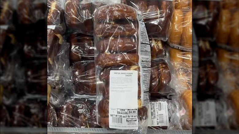 A bag of 8 Kirkland Signature pretzel bagels