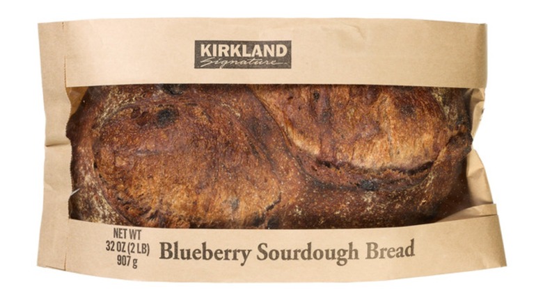 Bag of Kirkland blueberry sourdough bread