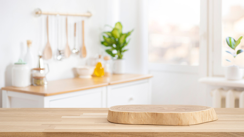A wooden cutting board