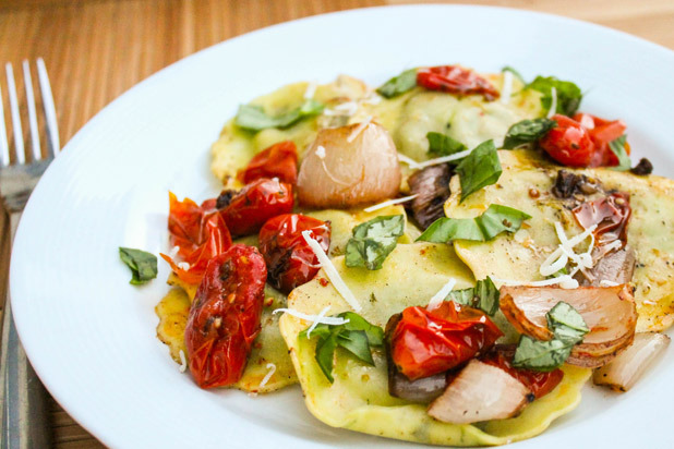 The Food Charlatan — Ravioli with Cherry Tomatoes and Basil