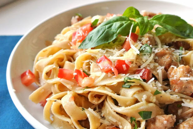 Mom, What's for Dinner? — Chicken Sausage Tagliatelle