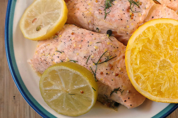 I Can Cook That — Citrus-Poached Salmon with Mustard Sauce