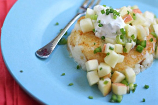 What Jew Wanna Eat — Gorgonzola Mashed Potato Latkes with Jalapeño Apple Relish
