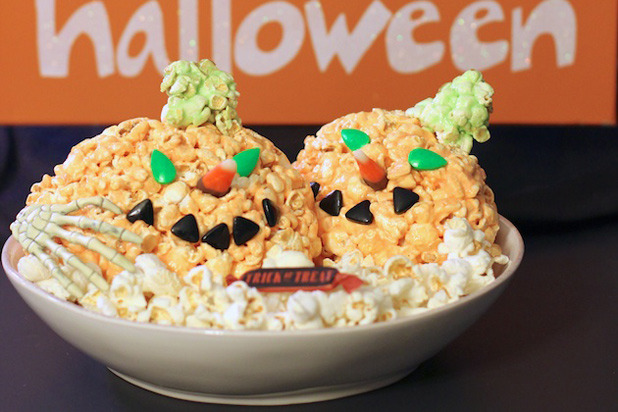 Makobi Scribe — Trick-or-Treat Halloween Jell-O Pumpkin Popcorn Balls Recipe