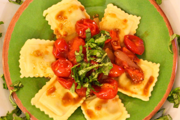 The Picky Eater — Spinach and Cheese Ravioli with Roasted Tomatoes and Basil