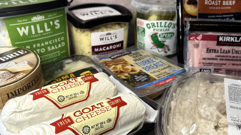 A variety of Costco deli products on a table