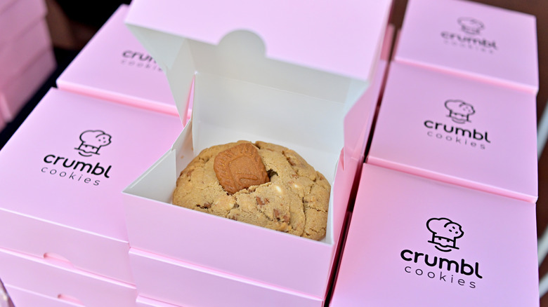 Crumbl cookies in boxes