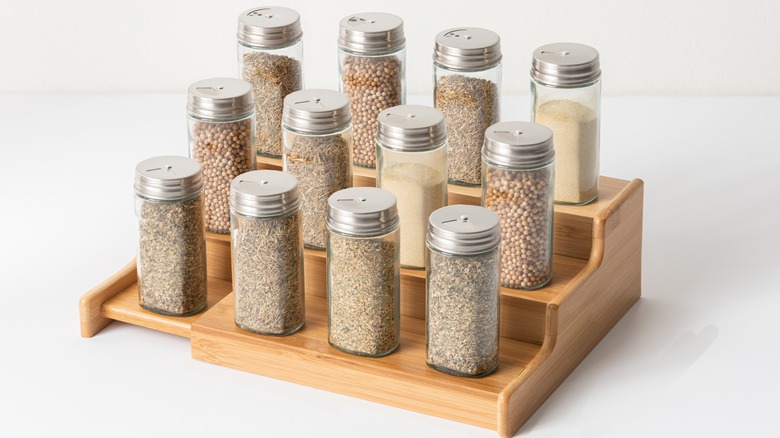 Bamboo tiered spice rack