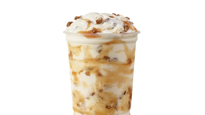 A Wendy's Apple Crumble Frosty Fusion on a white background