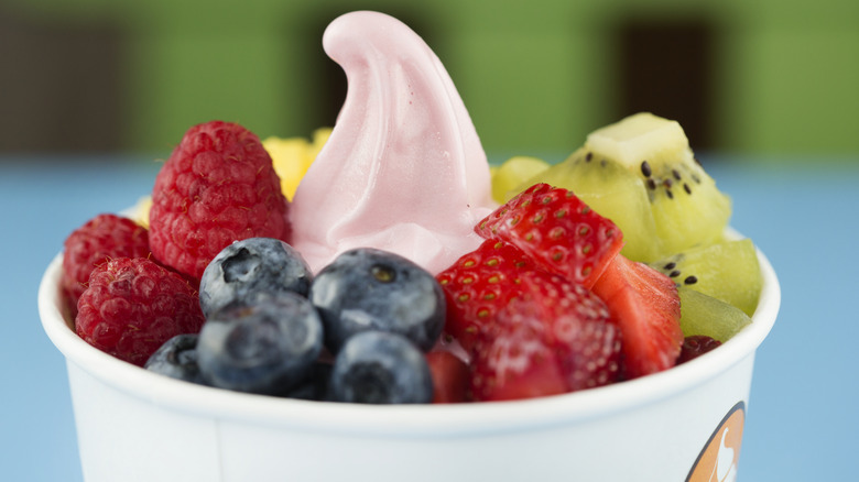 froyo cup with fruit toppings
