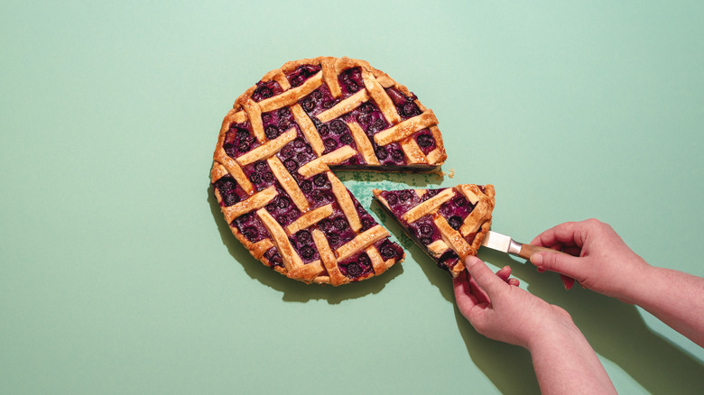 one piece of pie pulled away