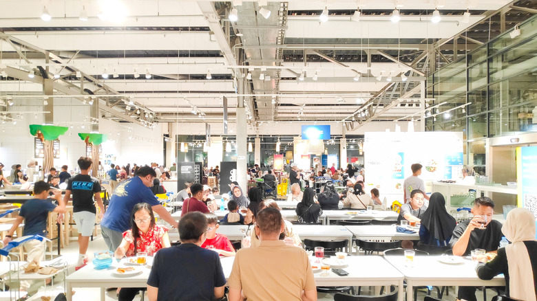 A busy IKEA food court