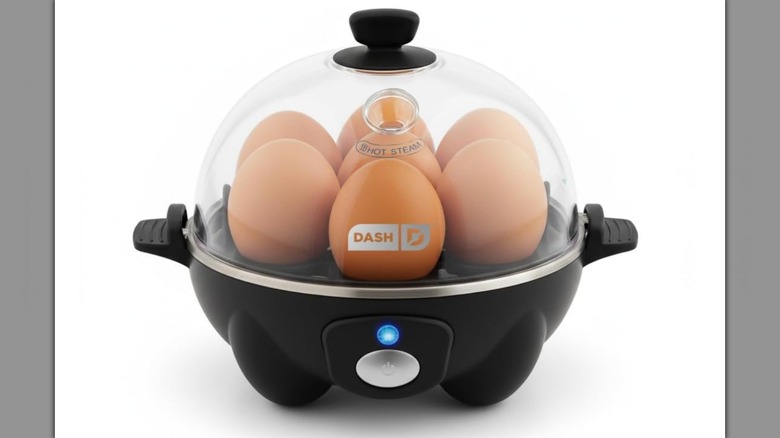 Rapid egg cooker on a white background