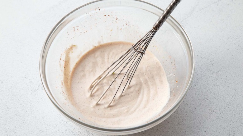 creamy white substance in a clear bowl